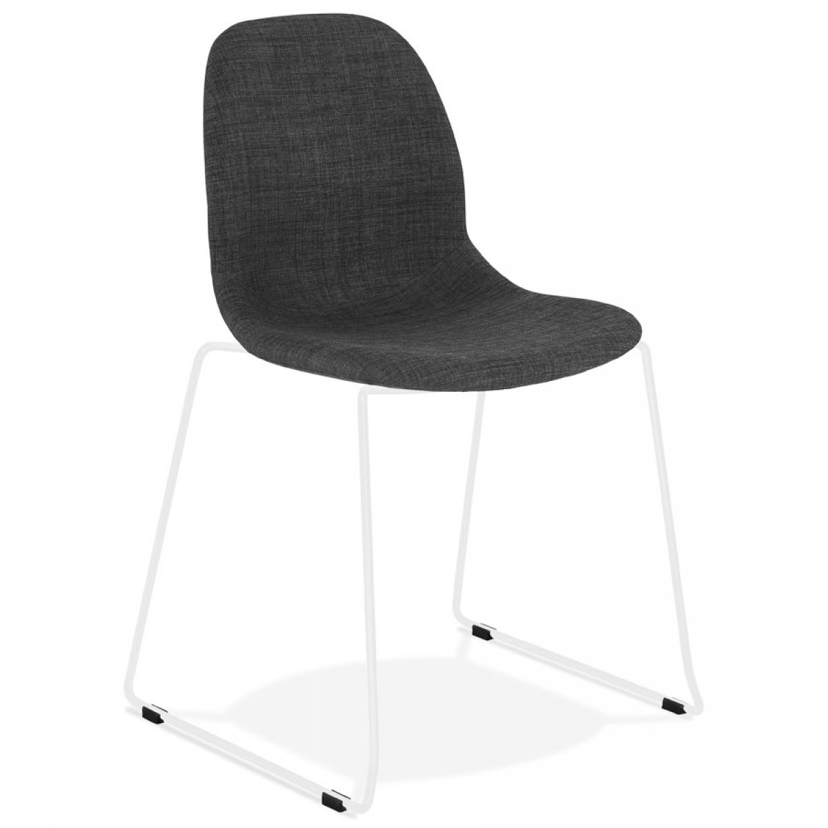 Alterego - Chaise design 'DISTRIKT' en tissu gris foncé avec pieds en métal blanc - Chaises