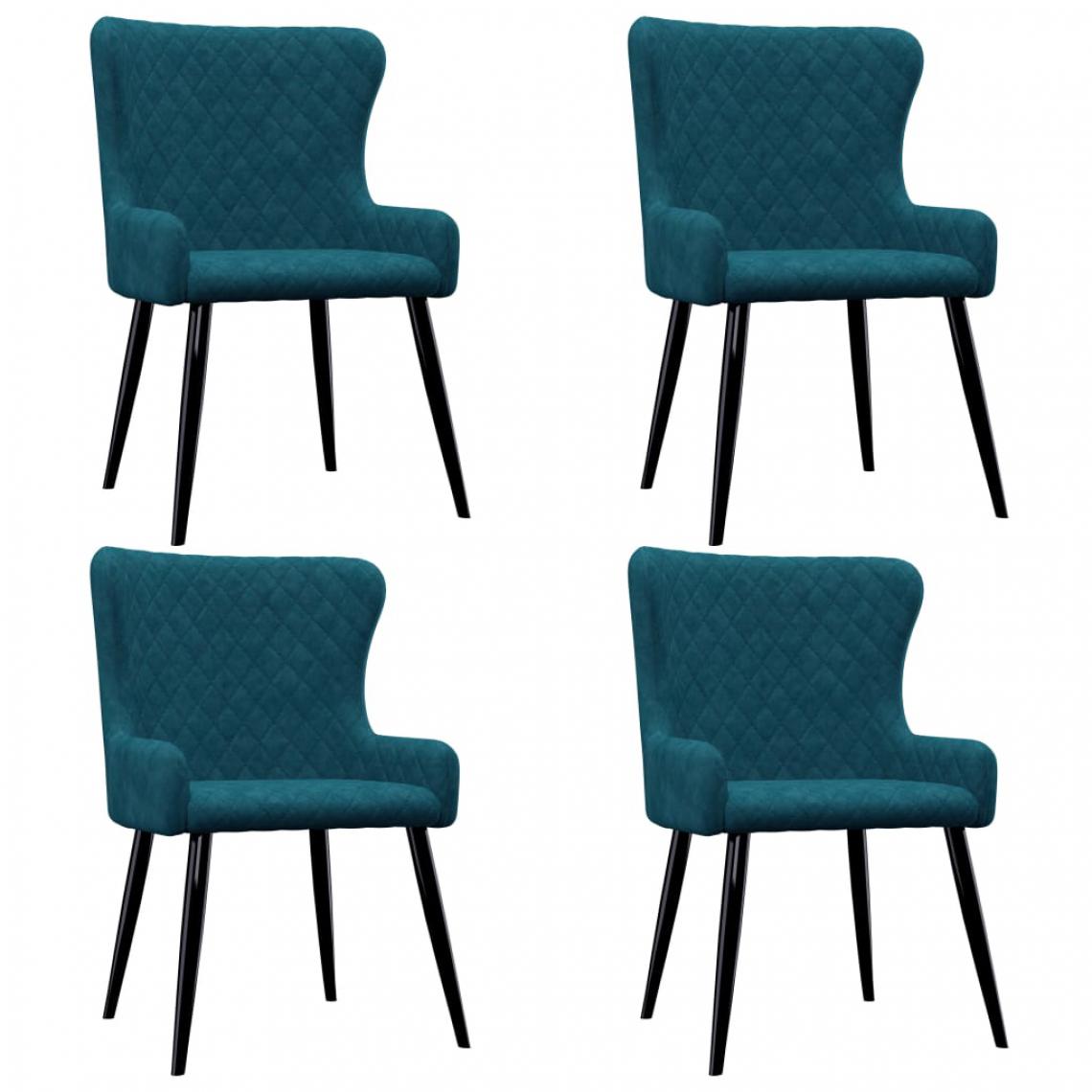 Chunhelife - Chunhelife Chaises de salle à manger 4 pcs Bleu Velours - Chaises