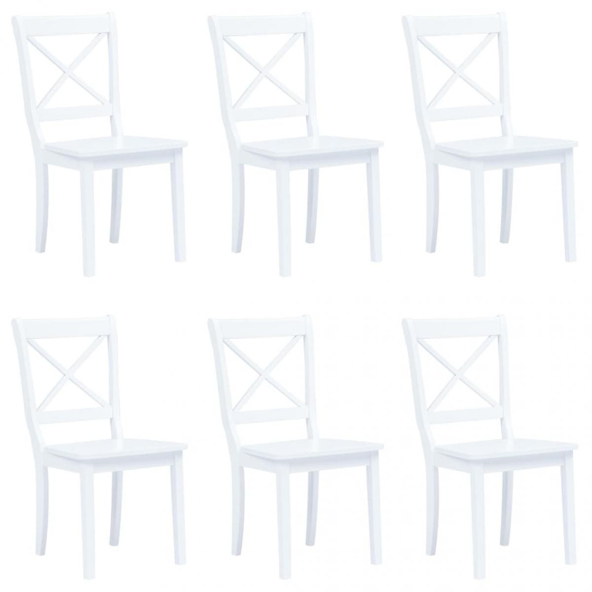 Vidaxl - vidaXL 6 pcs Chaises de salle à manger Blanc Bois d'hévéa massif - Chaises