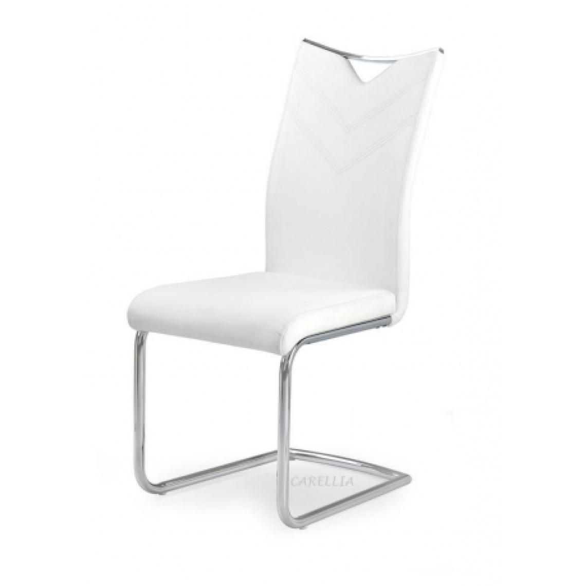 Carellia - THIBAULT lot de 4 chaises en cuir synthétique - Blanc - Chaises