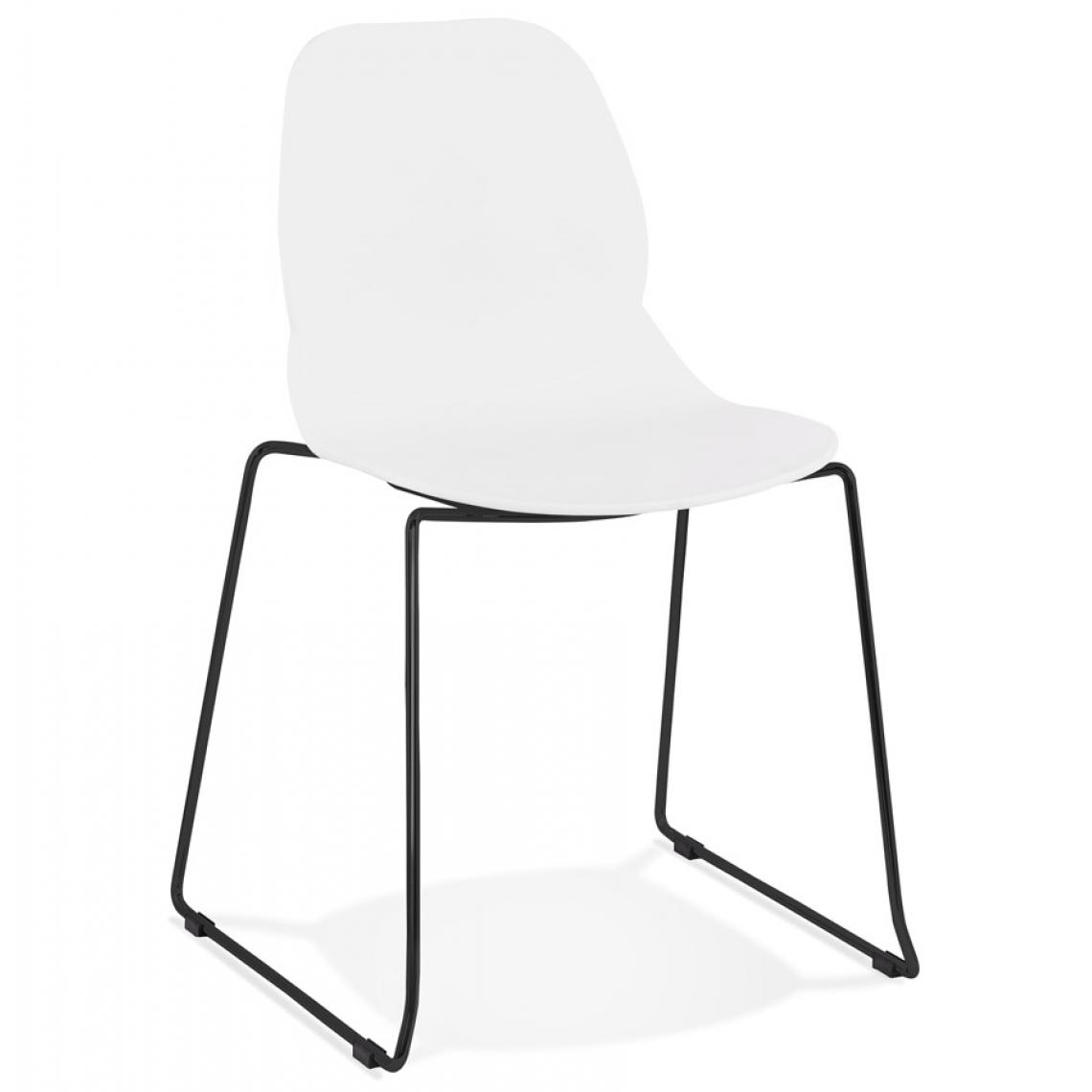 Alterego - Chaise design 'NUMERIK' blanche avec pieds en métal noir - Chaises
