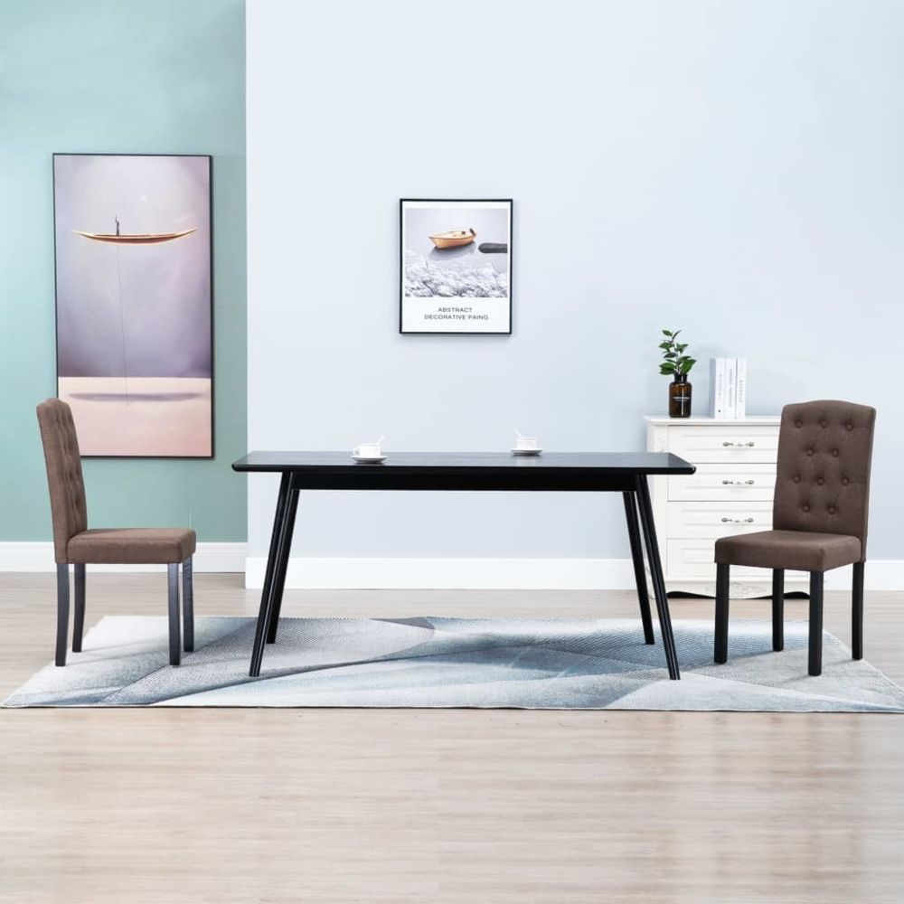 marque generique - Moderne Fauteuils et chaises ligne Tripoli Chaises de salle à manger 2 pcs Marron Tissu - Chaises