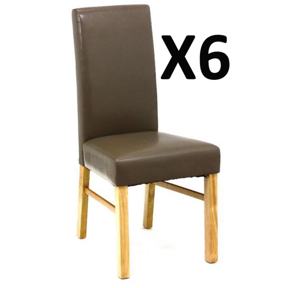 Pegane - Lot de 6 chaises Lucas, coloris Taupe, L46 x P48 x H100 cm - Chaises