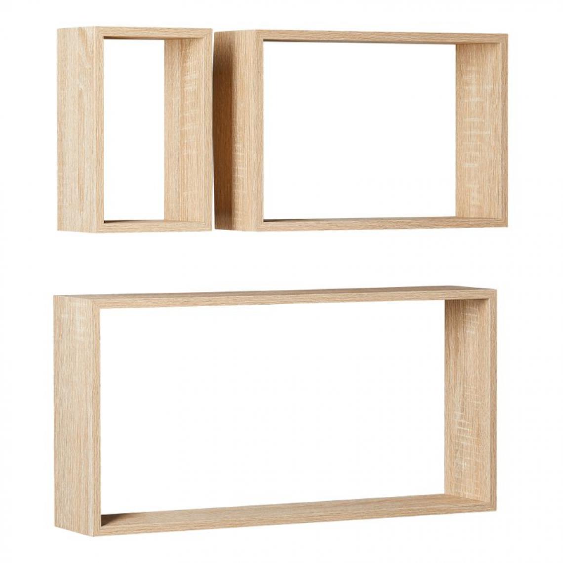 But - Set de 3 étagères rectangles SHELVY Imitation chêne - Etagères