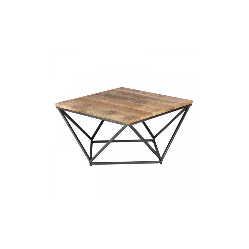 Dansmamaison - Table basse carrée Métal/Bois - KONX - L 95 x l 95 x H 50 cm - Tables basses