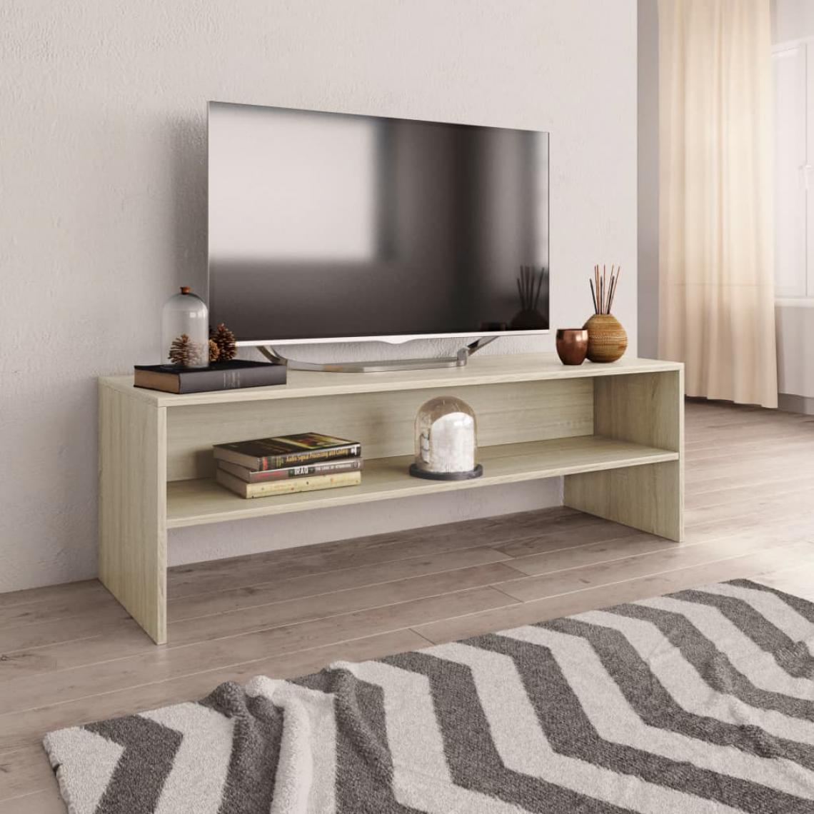 Chunhelife - Meuble TV Chêne sonoma 120 x 40 x 40 cm Aggloméré - Meubles TV, Hi-Fi