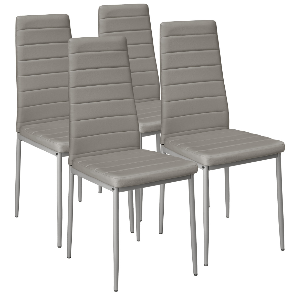 Tectake - Lot de 4 chaises avec surpiqûre - gris - Chaises