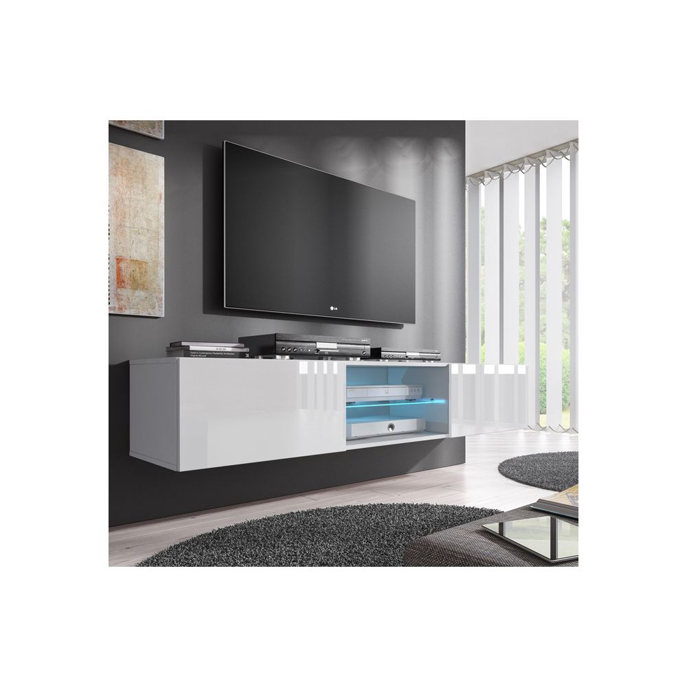 Design Ameublement - Meuble TV modèle Tibi (160 cm) blanc - Meubles TV, Hi-Fi