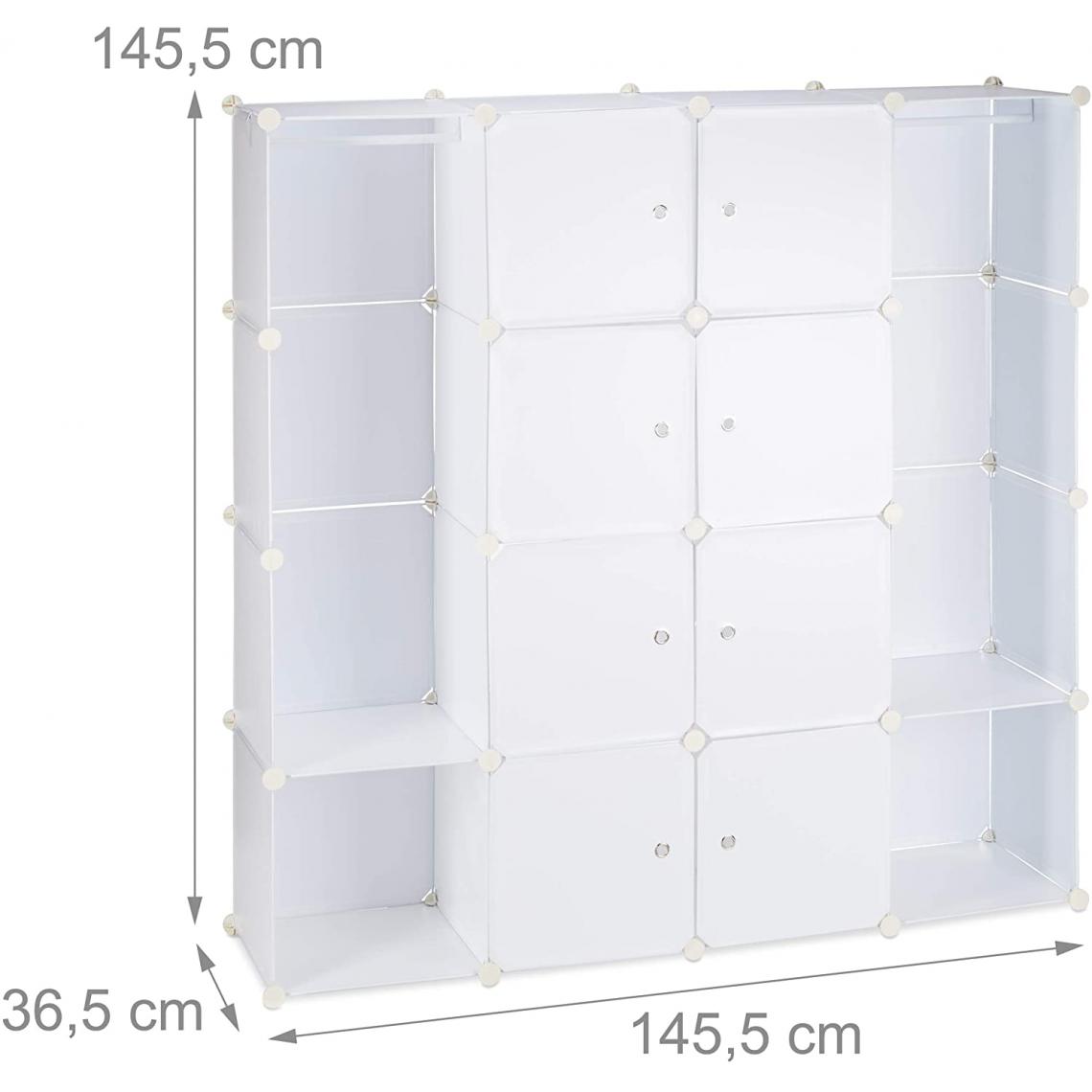Helloshop26 - Armoire de rangement en plastique meuble penderie étagère avec portes et tringle 145 cm blanc 13_0001961_2 - Etagères