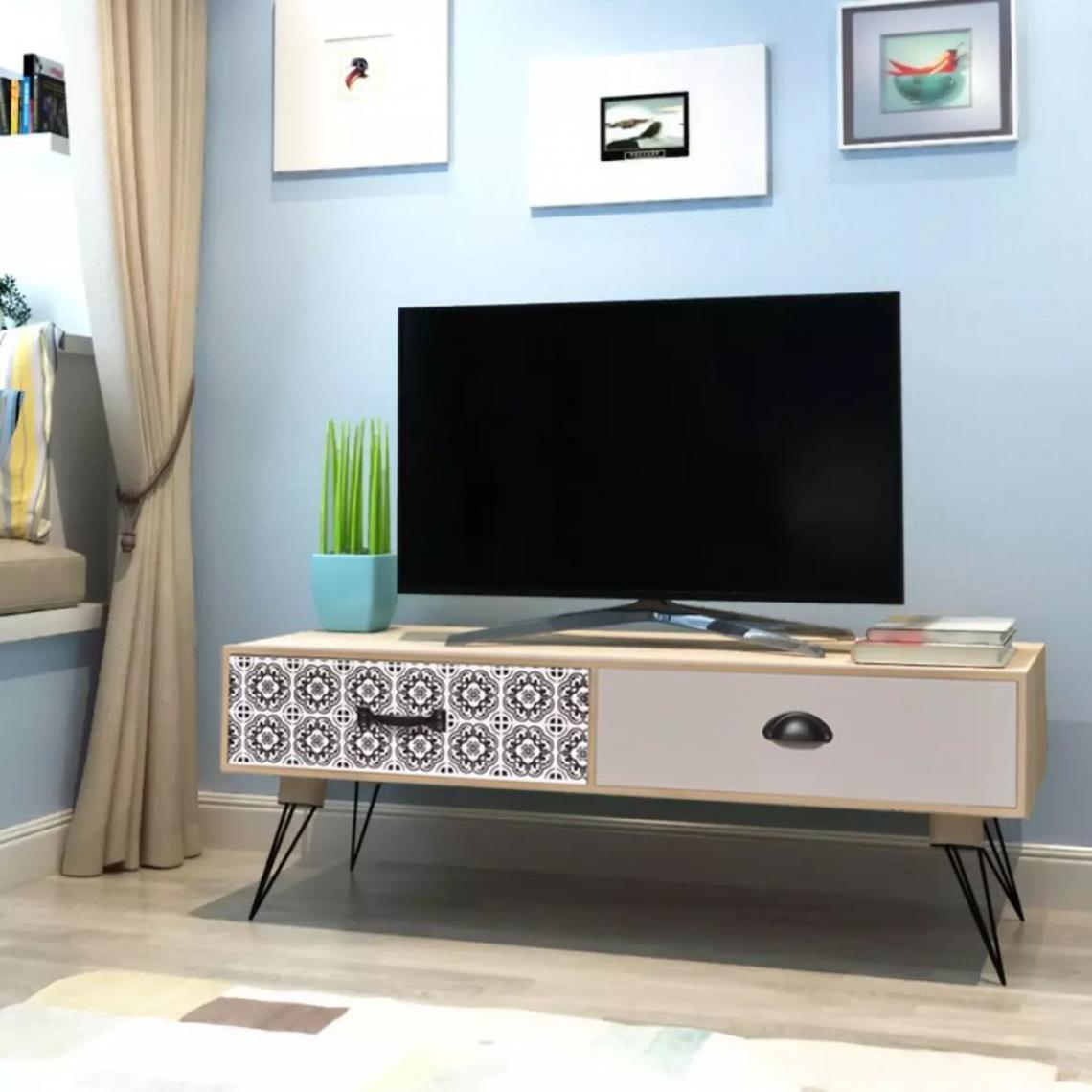 Chunhelife - Table auxiliaire TV 100 x 40 x 35 cm Marron - Meubles TV, Hi-Fi