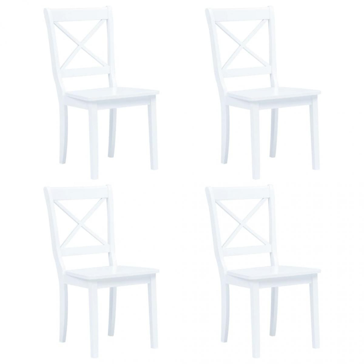 Vidaxl - vidaXL 4 pcs Chaises de salle à manger Blanc Bois d'hévéa massif - Chaises