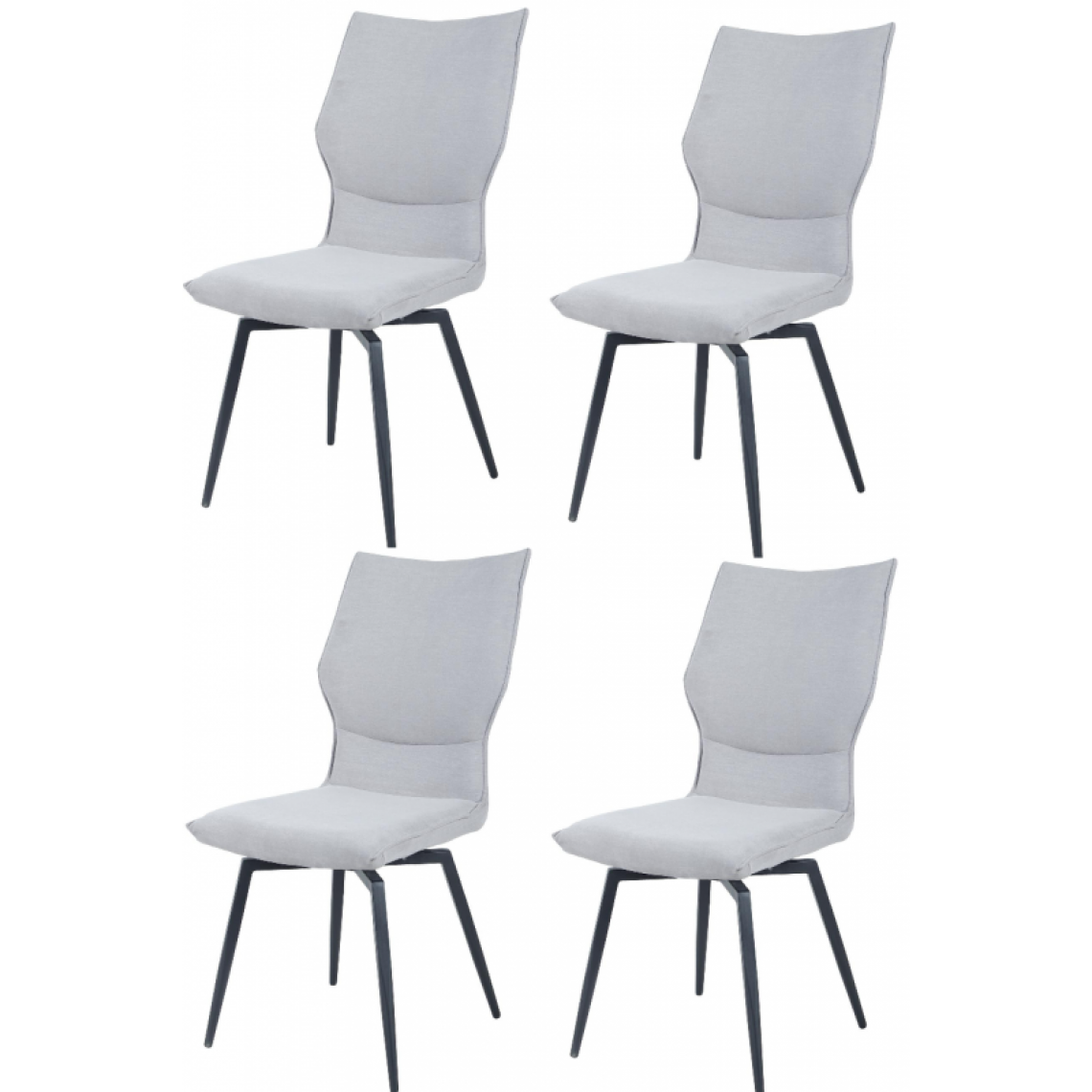 Ac-Deco - Lot de 4 chaises - Twist - L 46 x l 60 x H 97 cm - Gris - Chaises