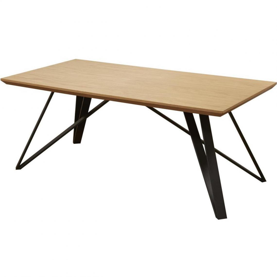 ATHM DESIGN - Table basse ST MORE Noir et Marron - plateau Bois pieds Metal Noir 120 x 60 - Tables basses