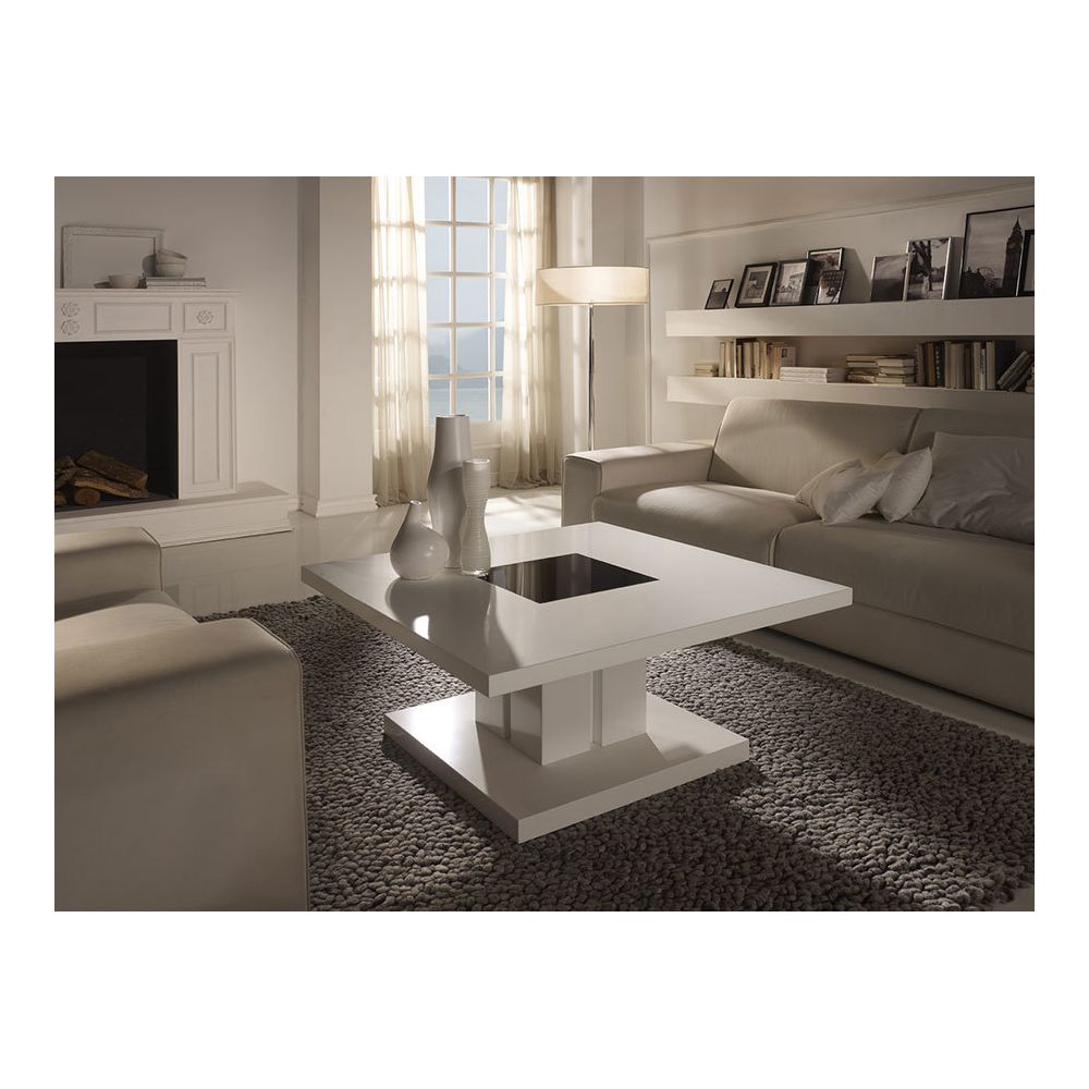 Happymobili - Table basse carrée blanc laqué design MIRTILLA - Tables basses