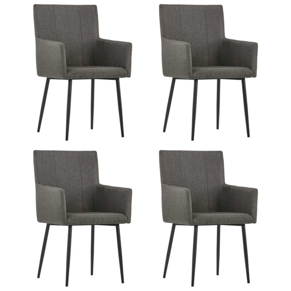 marque generique - Distingué Fauteuils et chaises edition Zagreb Chaises de salle à manger avec accoudoirs 4 pcs Taupe Tissu - Chaises