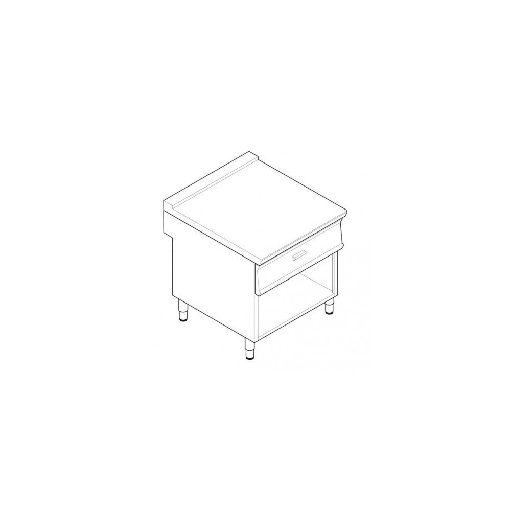 Materiel Chr Pro - Plan de travail sur placard ouvert - double avec tiroir - 900 - Etagères