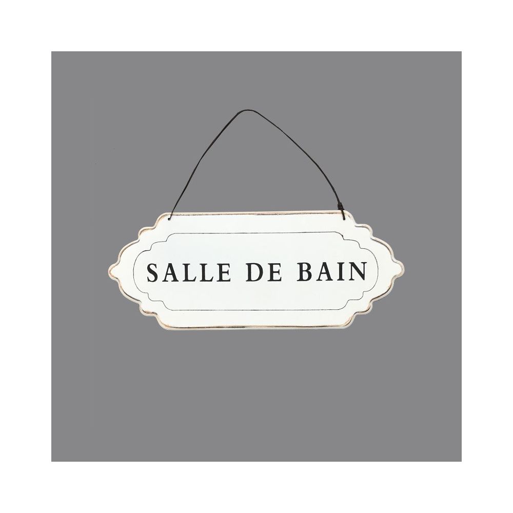 Chemin De Campagne - Plaque de Porte Style Ancien Salle de Bain en Fer Blanc Crème 12 cm - Objets déco