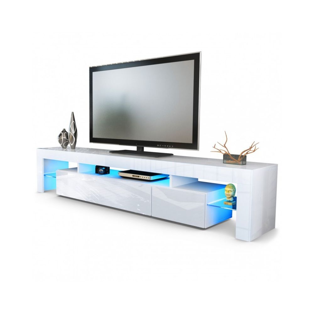 Mpc - Meuble tv blanc 189 cm avec led - Meubles TV, Hi-Fi
