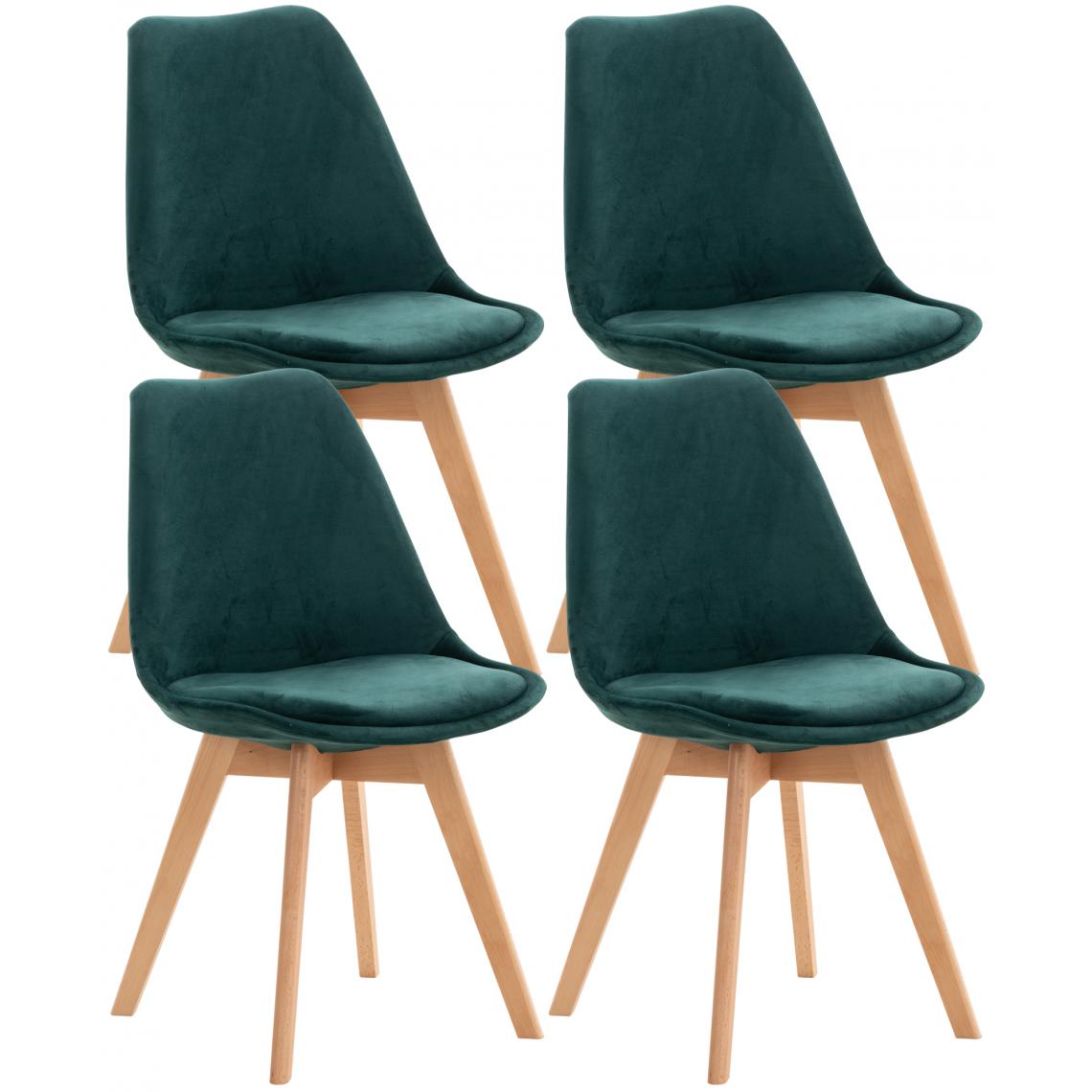 Icaverne - Superbe Lot de 4 chaises reference Oulan-Bator velours couleur vert - Tabourets
