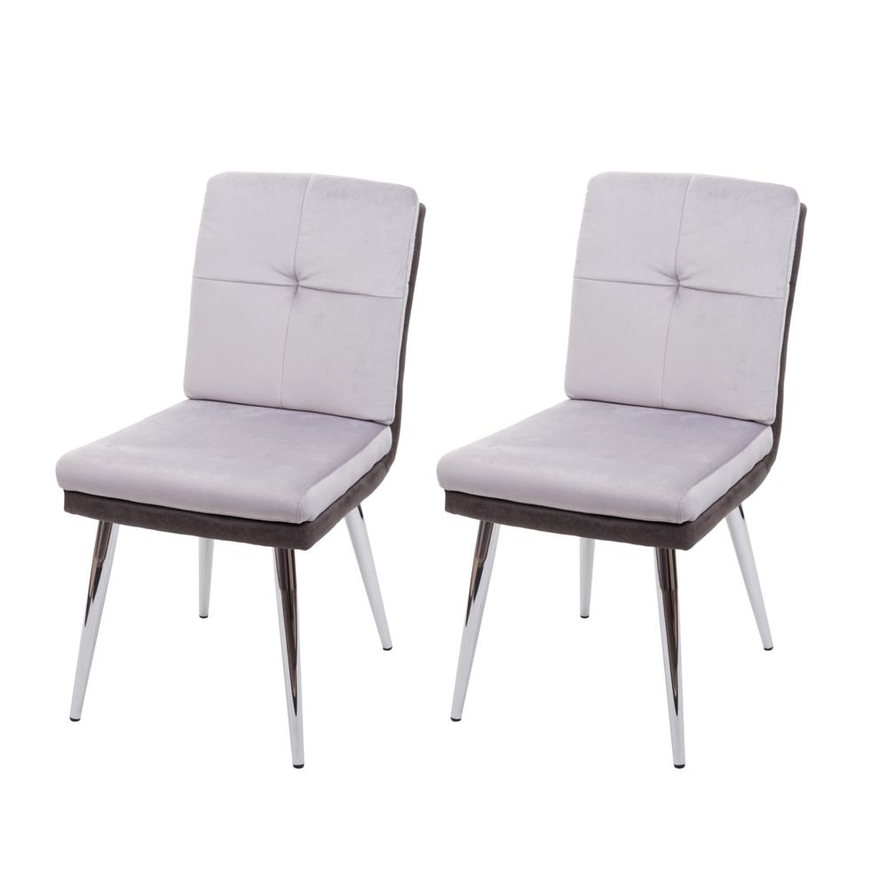 Mendler - 2x Chaise de salle à manger HWC-G48, chaise pour la cuisine, chaise rembourrée, similicuir velours ~ gris - Chaises
