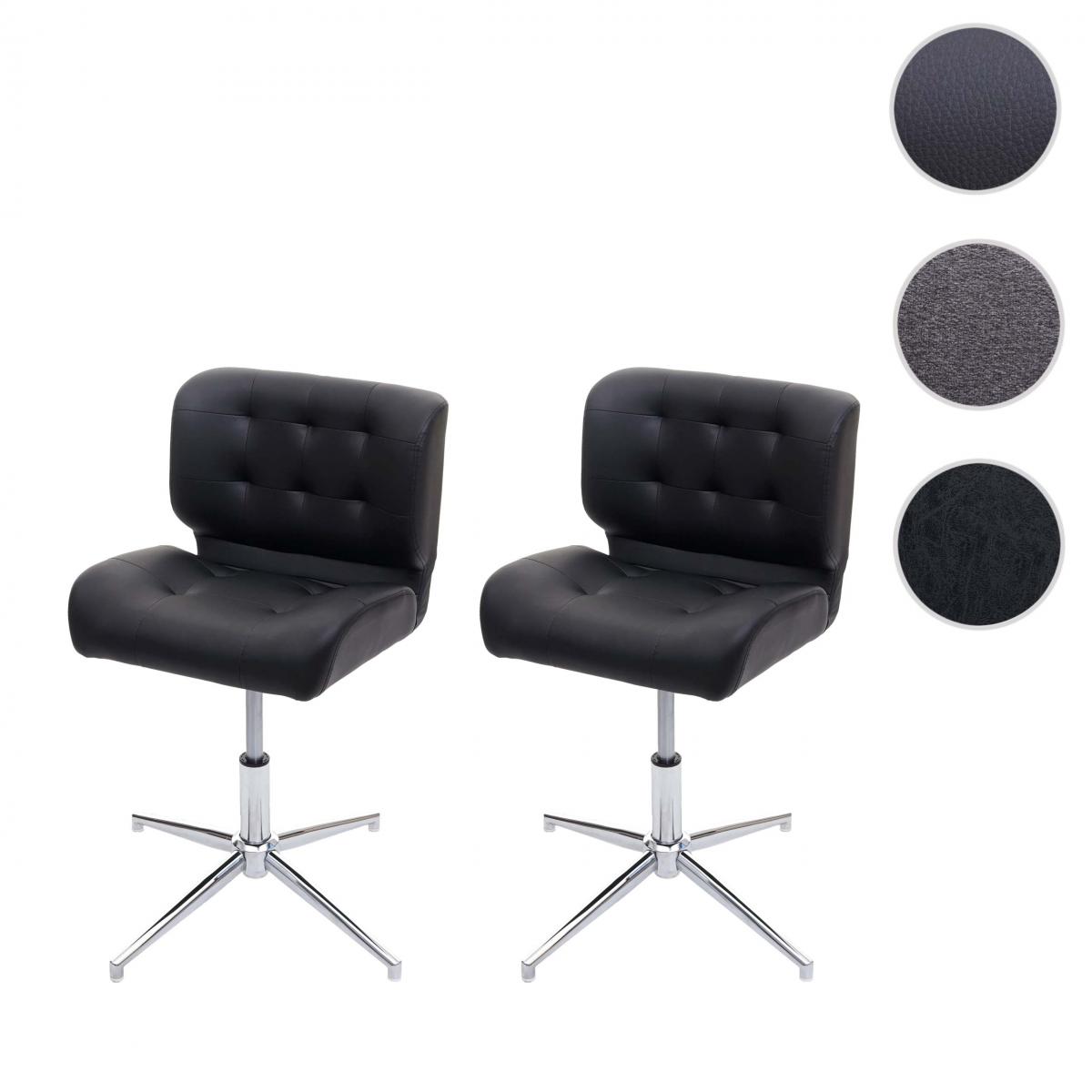 Mendler - 2x Chaise de salle à manger HWC-H42, pivotante, réglable en hauteur ~ similicuir noir, pied chromé - Chaises