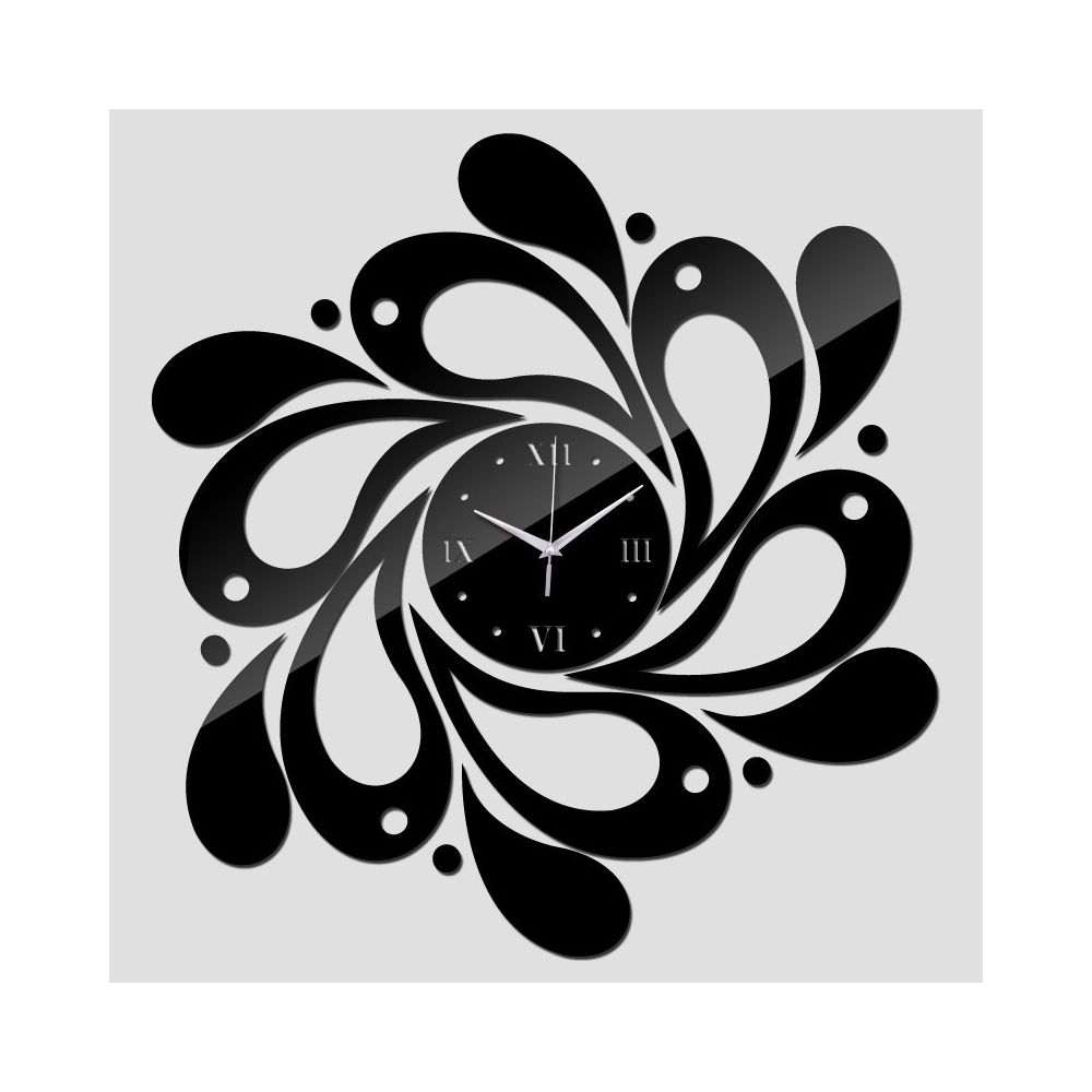 Wewoo - Horloge murale 2 PCS Accueil Cristal Acrylique Quartz Miroir Bijoux Pétale Motif Noir - Horloges, pendules