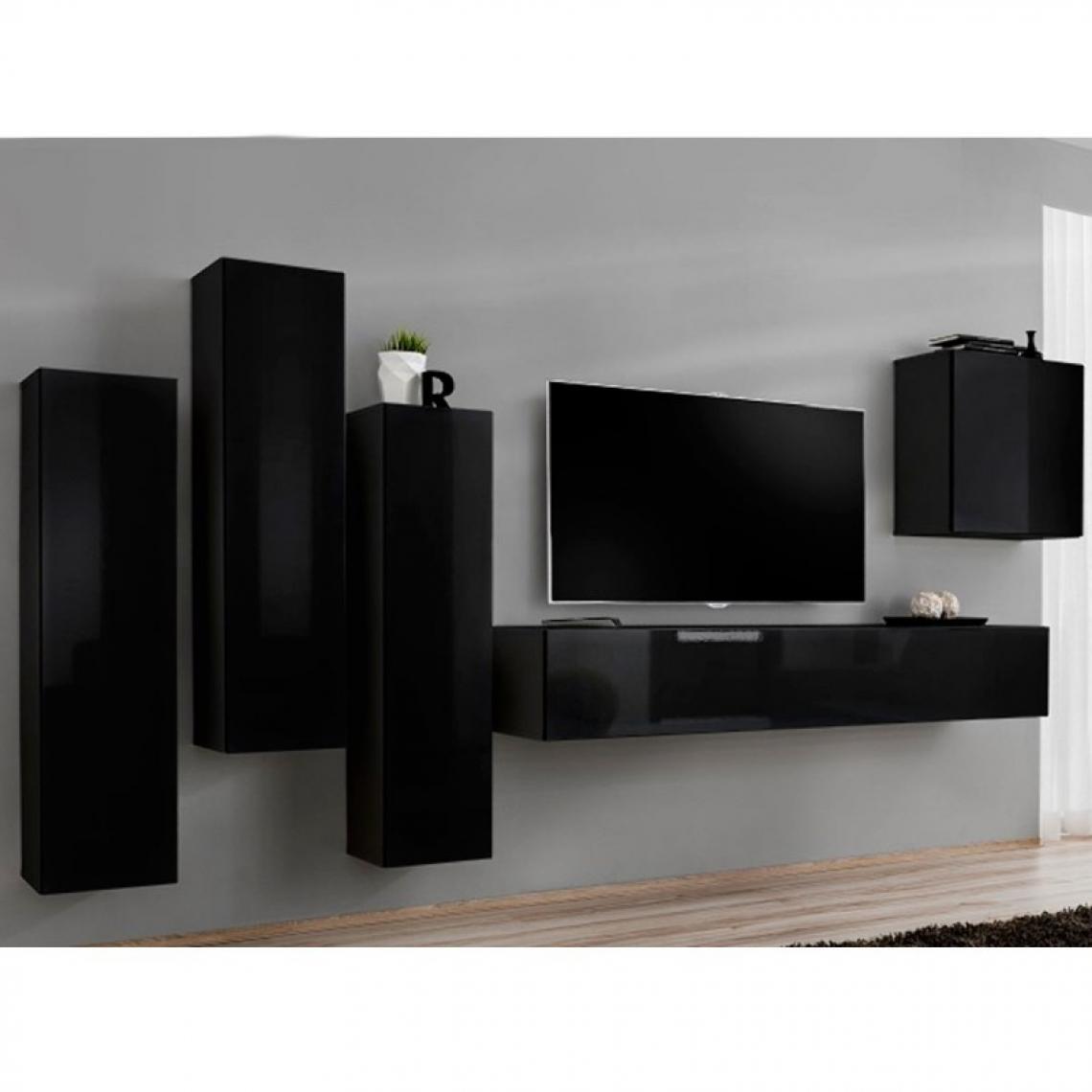 Ac-Deco - Meuble TV Mural Design Switch III 330cm Noir - Meubles TV, Hi-Fi