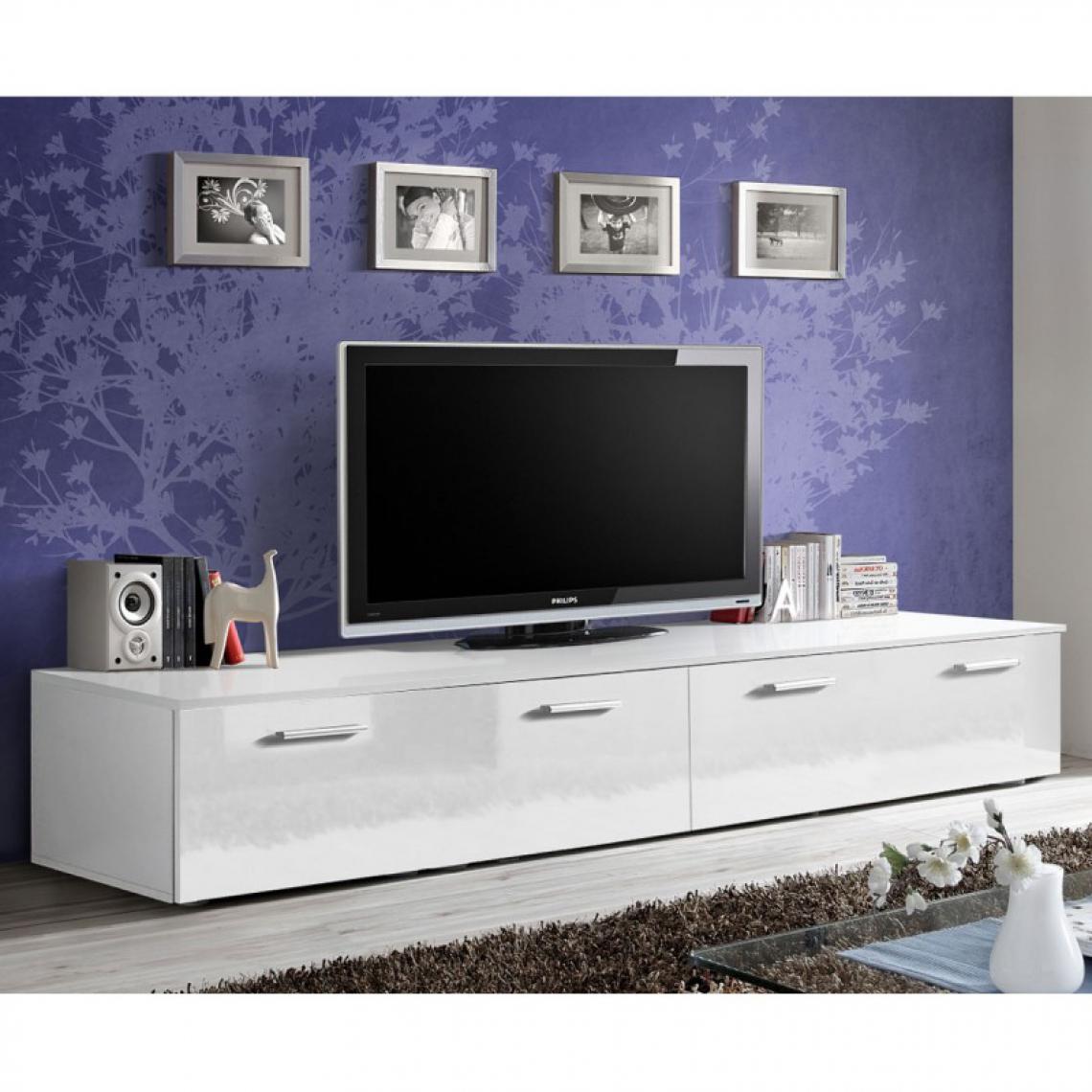 Ac-Deco - Meuble TV Design Duo 200cm Blanc - Meubles TV, Hi-Fi