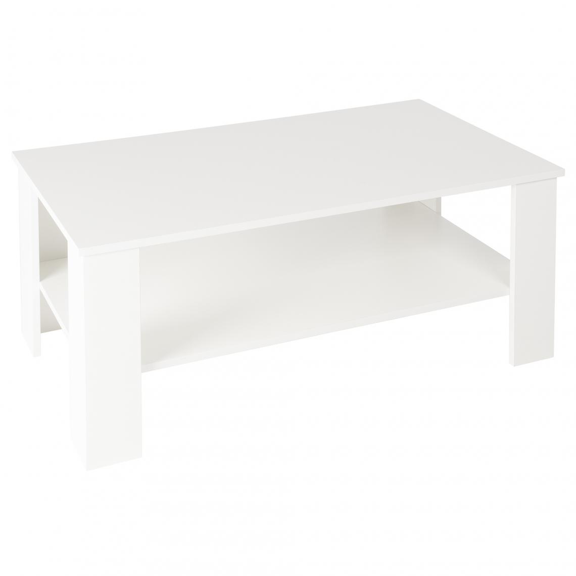 Ecd Germany - Table basse blanc de salon table d'appoint console élégante moderne 100x43x57 cm - Tables basses