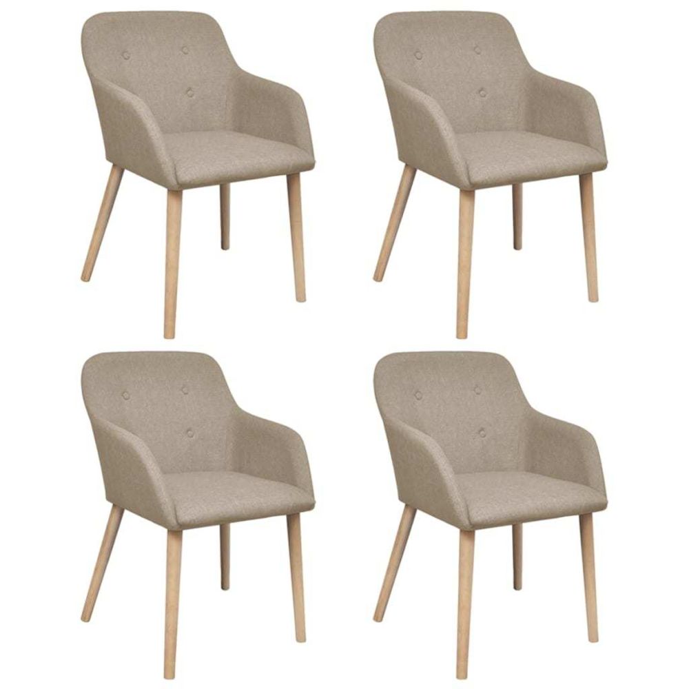 marque generique - Stylé Fauteuils selection Riyad Chaise de salle à manger 4 pcs avec cadre en chêne Tissu Beige - Chaises