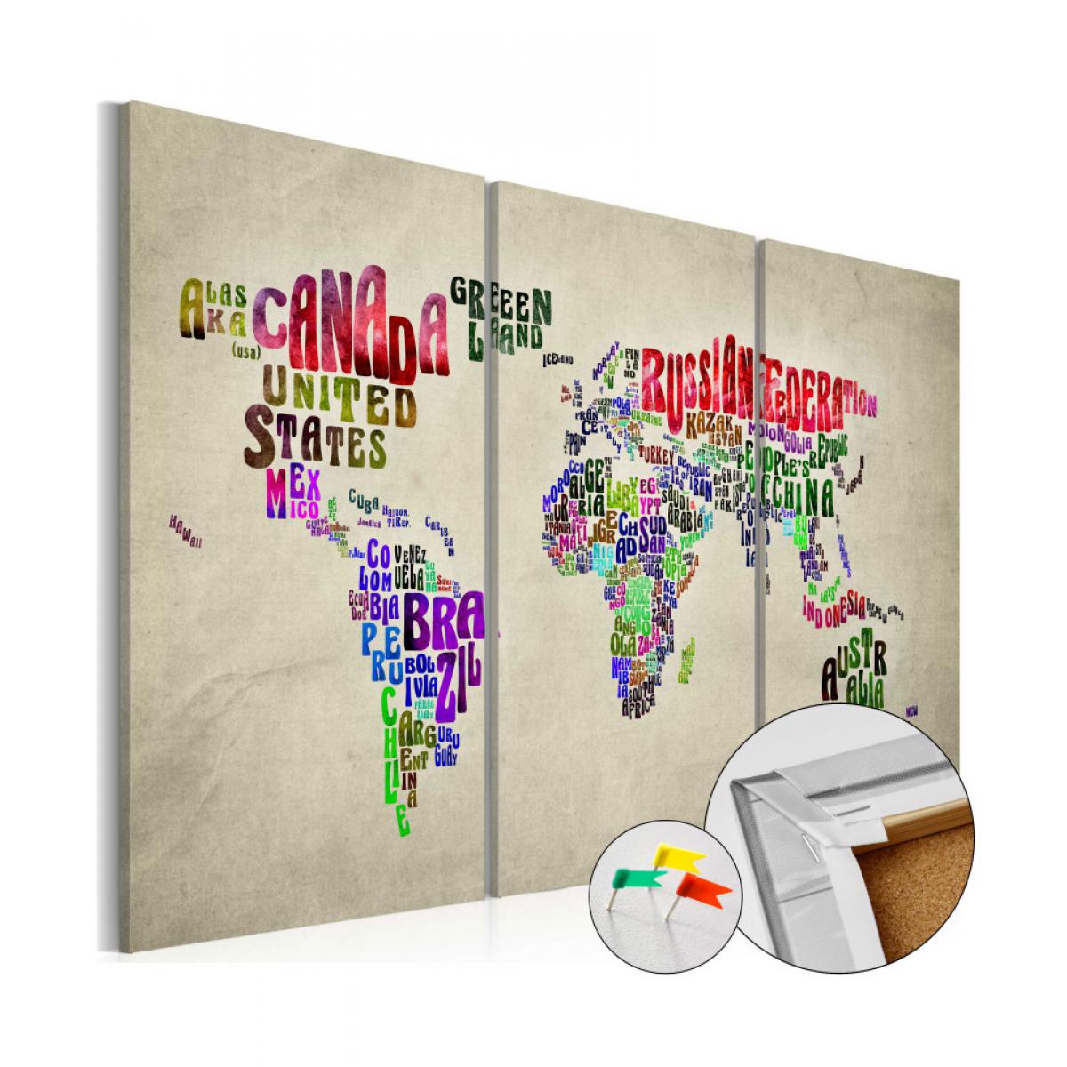 Artgeist - Tableau en liège - Colorful Countries [Cork Map] 90x60 - Tableaux, peintures