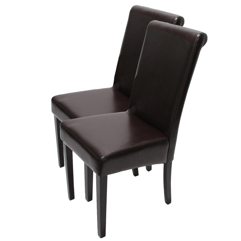 Mendler - Lot de 2 chaises de séjour Novara II, cuir, brun/pieds foncés - Chaises