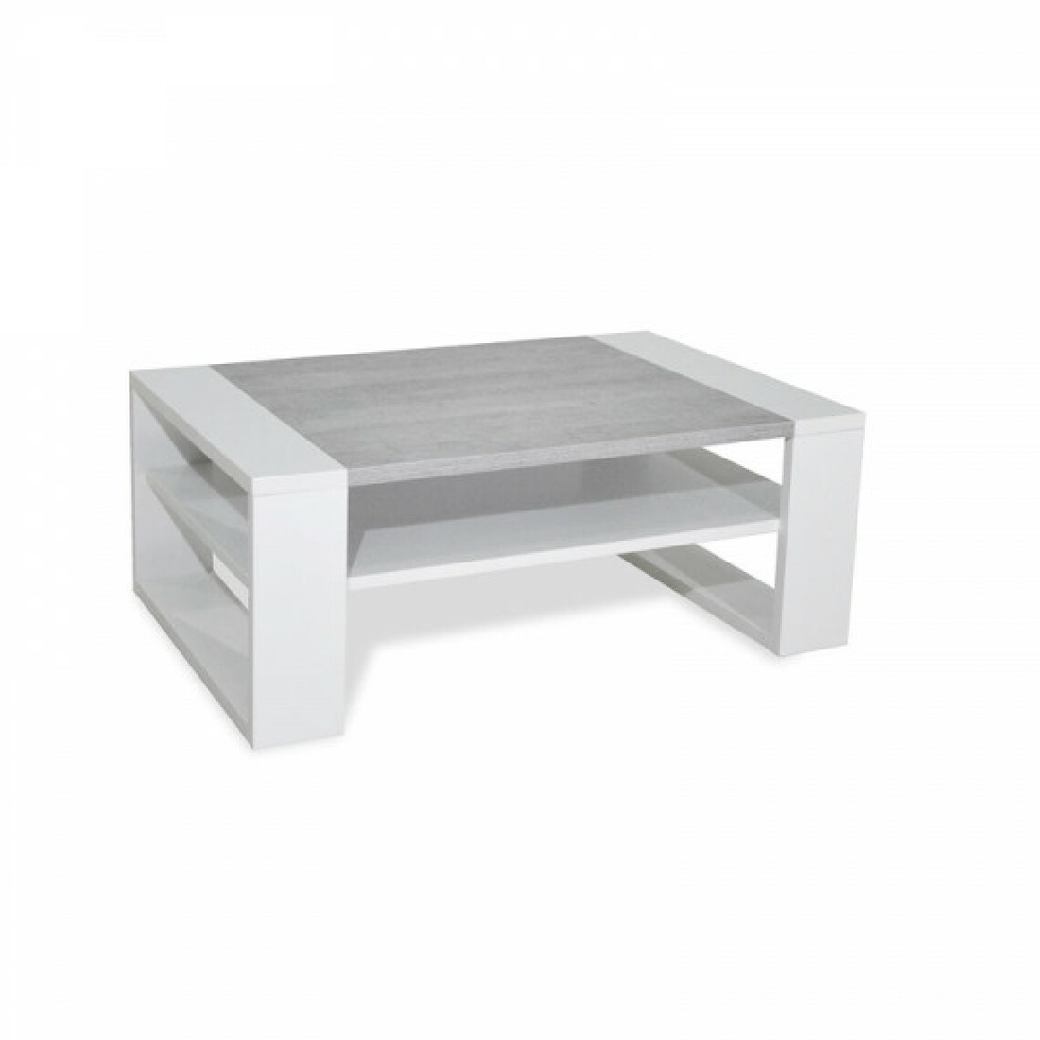 Dansmamaison - Table basse Blanc/Gris - PORTO - L 90 x l 60 x H 35.5 cm - Tables basses