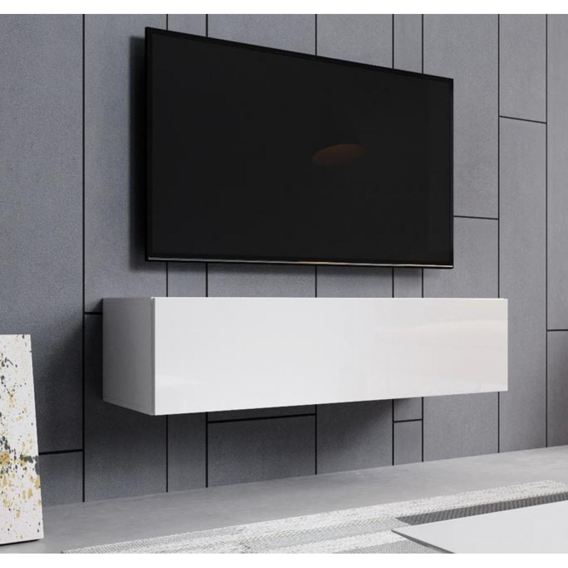 Design Ameublement - Meuble TV modèle Aitana M1 (120x30cm) couleur blanc - Meubles TV, Hi-Fi