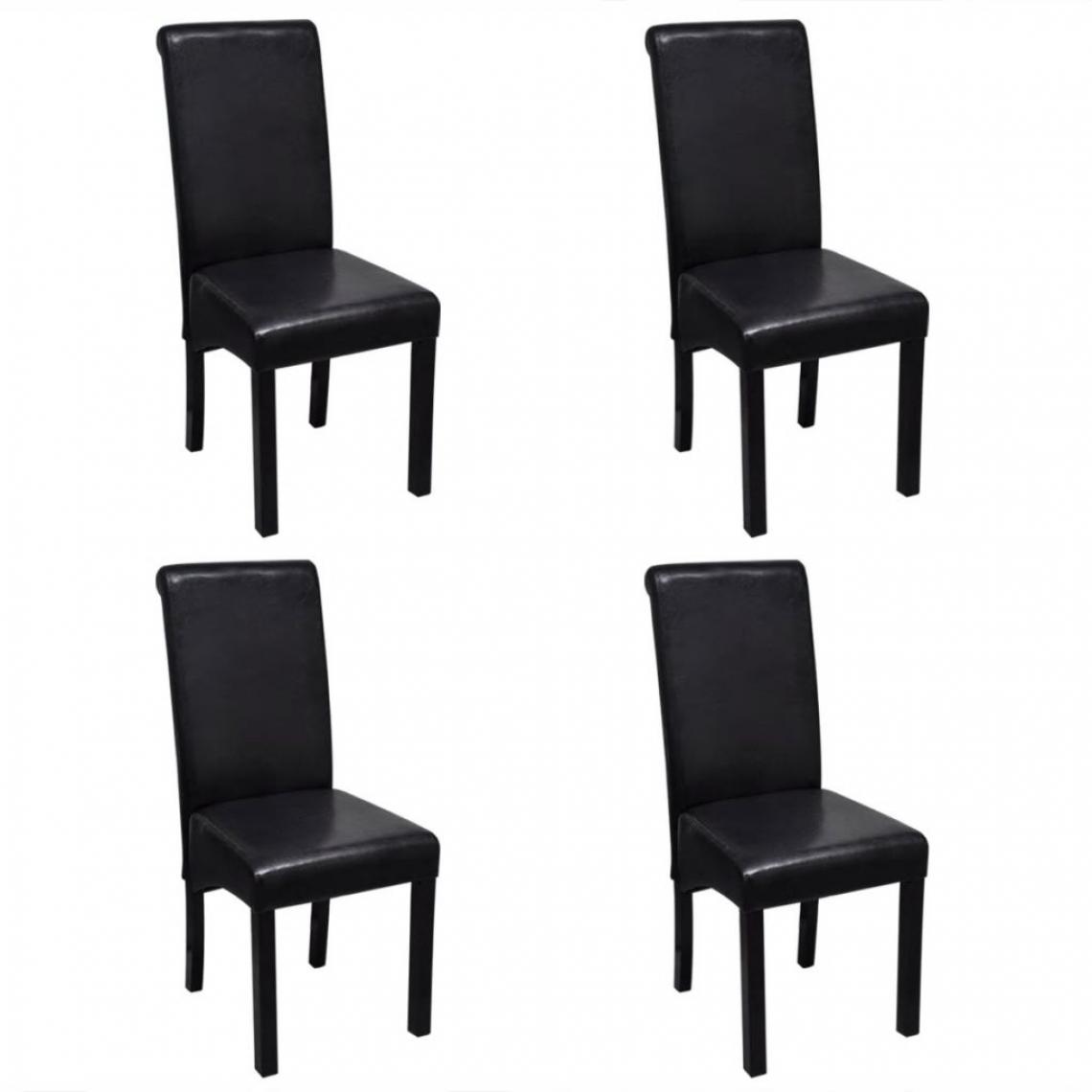 Chunhelife - Chaises de salle à manger 4 pcs Noir Similicuir - Chaises