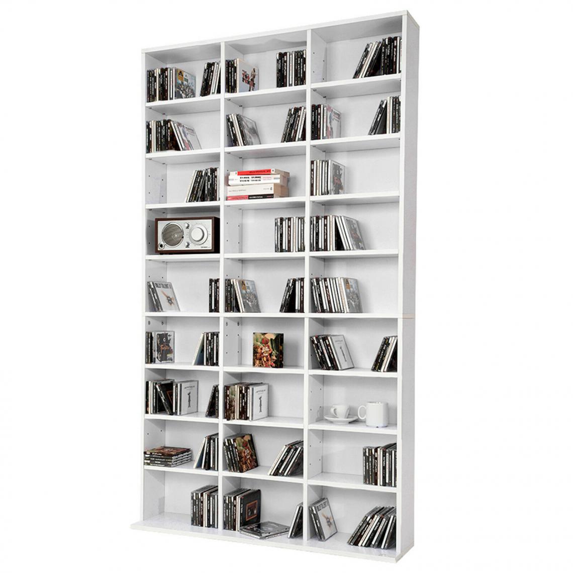 Mpc - Etagère bibliothèque range cd blanc 102 x 180 x 15 cm (lxhxp) - Etagères