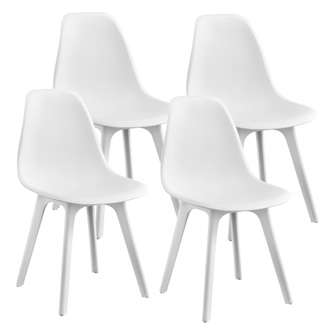 En.Casa - Set de 4 Chaises Brevik Plastique 83 x 54 x 48 cm Blanc [en.casa] - Chaises