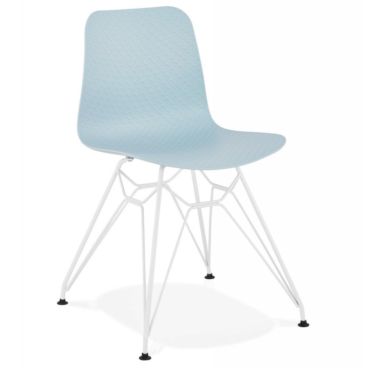 Alterego - Chaise moderne 'GAUDY' bleue avec pied en métal blanc - Chaises