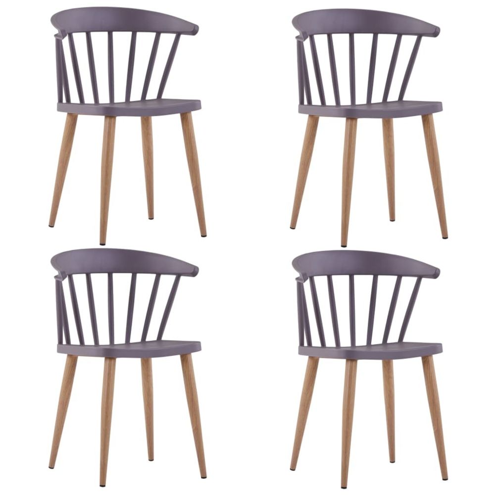 marque generique - Contemporain Fauteuils et chaises categorie Oulan-Bator Chaises de salle à manger 4 pcs Gris Plastique et acier - Chaises