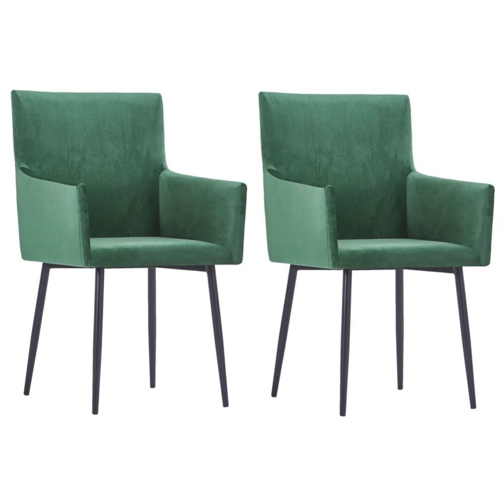 marque generique - Joli Fauteuils et chaises categorie Beyrouth Chaises de salle à manger avec accoudoirs 2 pcs Vert Velours - Chaises