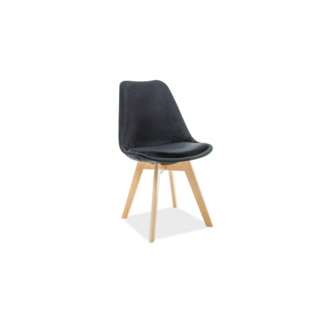 Hucoco - LEONIE | Chaise moderne avec pieds en bois | Dimensions : 86x52x48 cm | Rembourrage en velours | Salle à manger bureau - Noir - Chaises