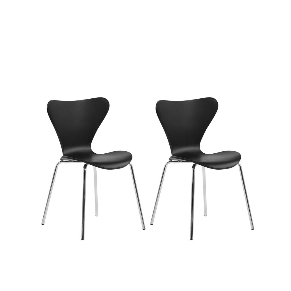 Beliani - Beliani Lot de 2 chaises de salle à manger noires BOONVILLE - blanc - Chaises