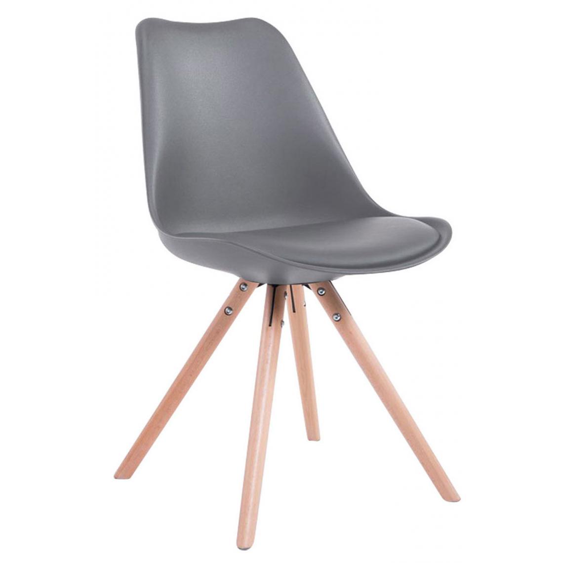 Icaverne - Moderne Chaise visiteur selection Katmandou en simili cuir rond Natura (chêne) couleur gris - Chaises