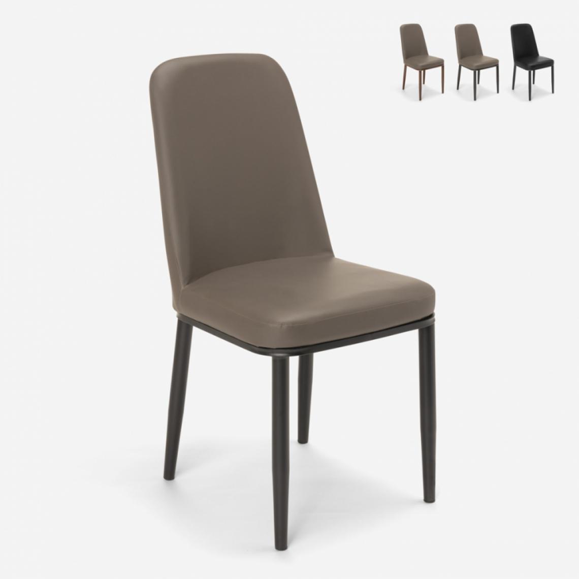 Ahd Amazing Home Design - Chaises design en simili cuir et métal pour cuisine bar restaurant Baden, Couleur: Gris - Chaises
