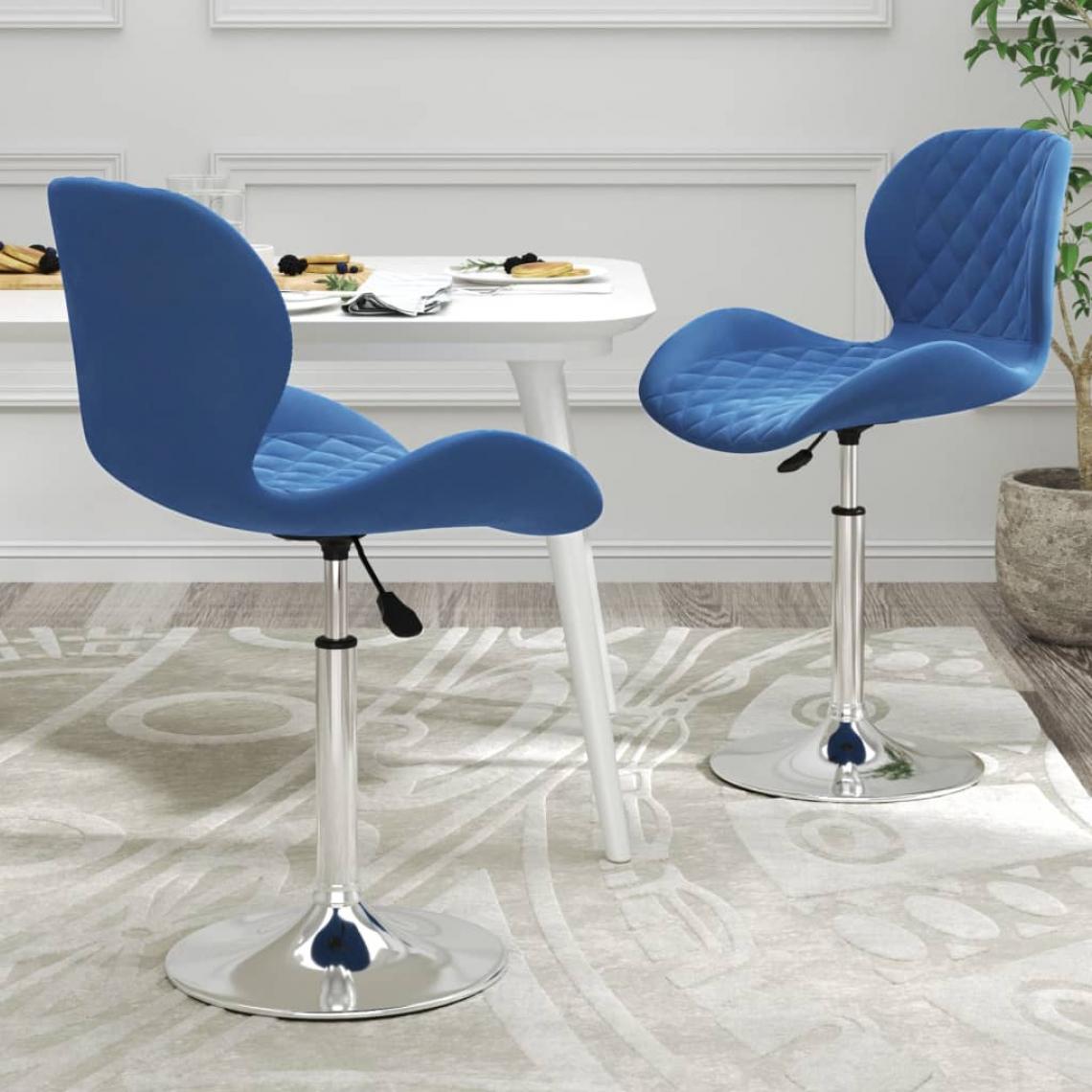 Vidaxl - vidaXL Chaises pivotantes de salle à manger 2 pcs Bleu Velours - Chaises