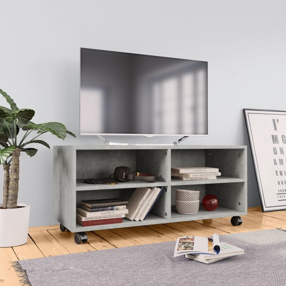 Uco - UCO Meuble TV avec roulettes Gris cement 90 x 35 x 35 cm Aggloméré - Meubles TV, Hi-Fi