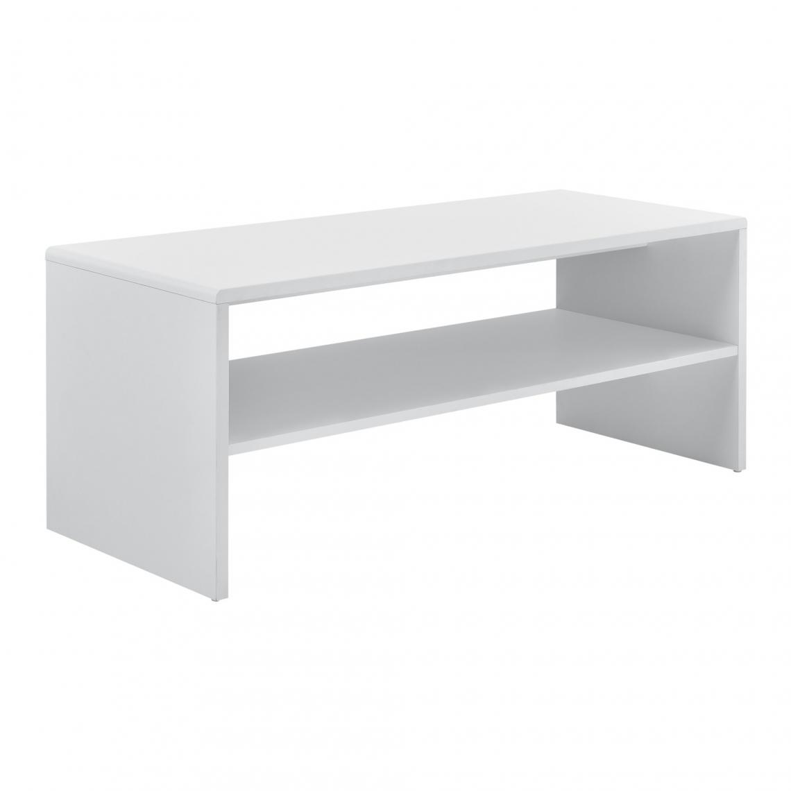 Helloshop26 - Table basse de salon avec rangement panneau de fibre de bois 100 cm blanc 03_0004130 - Tables basses