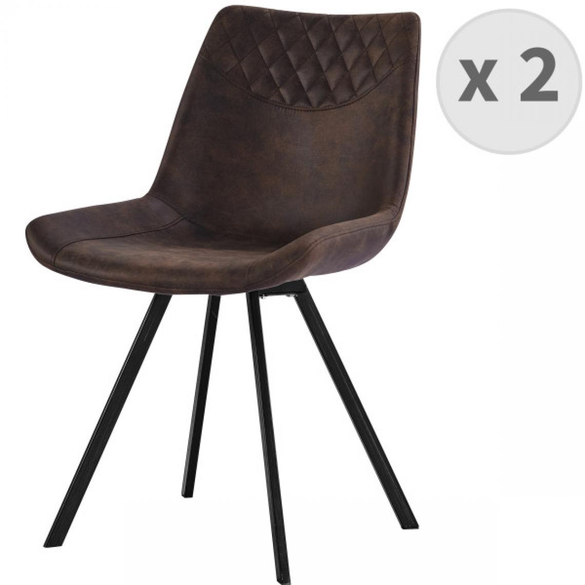 Moloo - FALCON-Chaise microfibre vintage café pieds métal noir (x2) - Chaises