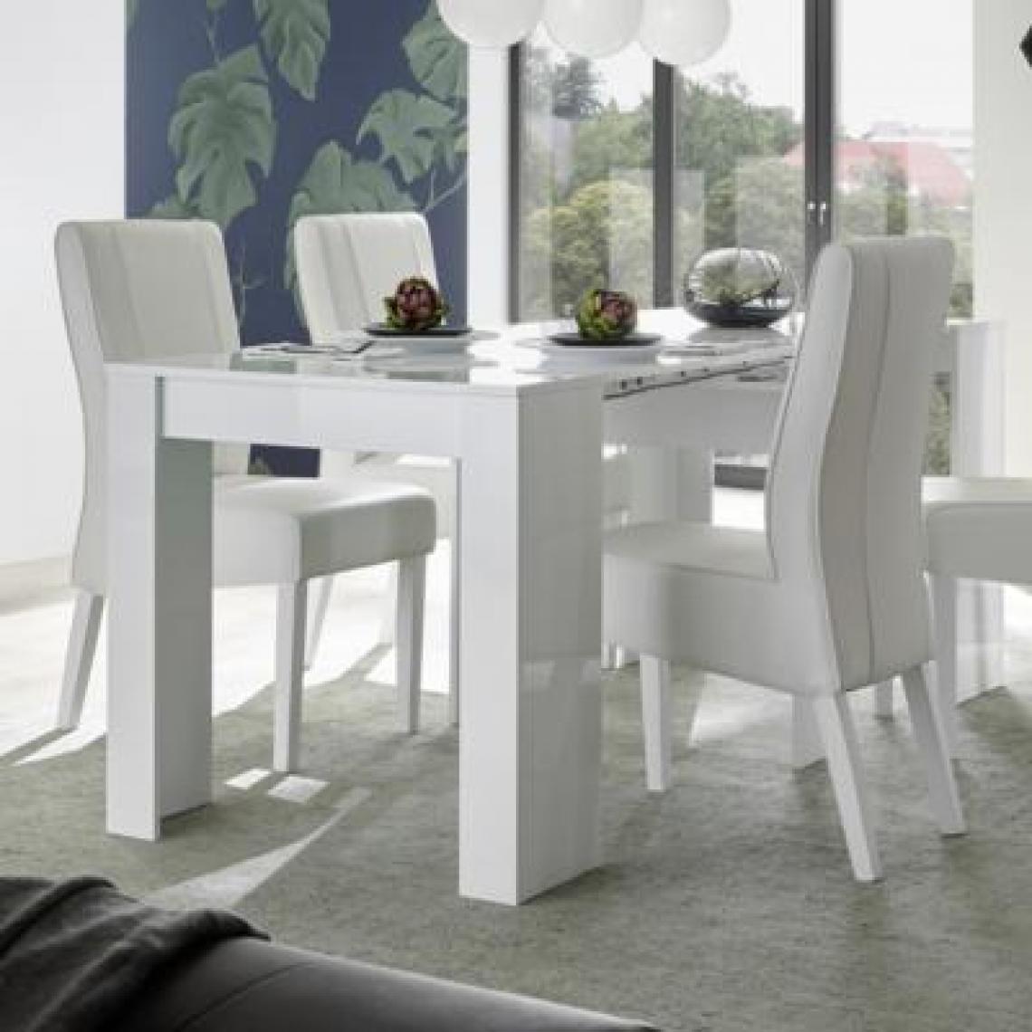 Nouvomeuble - Table 180 cm design blanche laquée ICELAND - Tables à manger