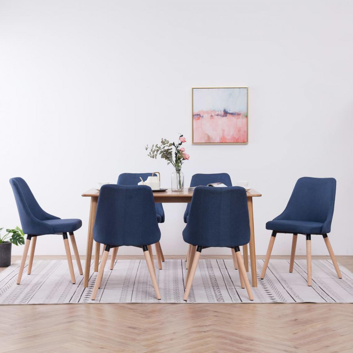 Icaverne - Joli Fauteuils et chaises reference Managua Chaises de salle à manger 6 pcs Bleu Tissu - Chaises